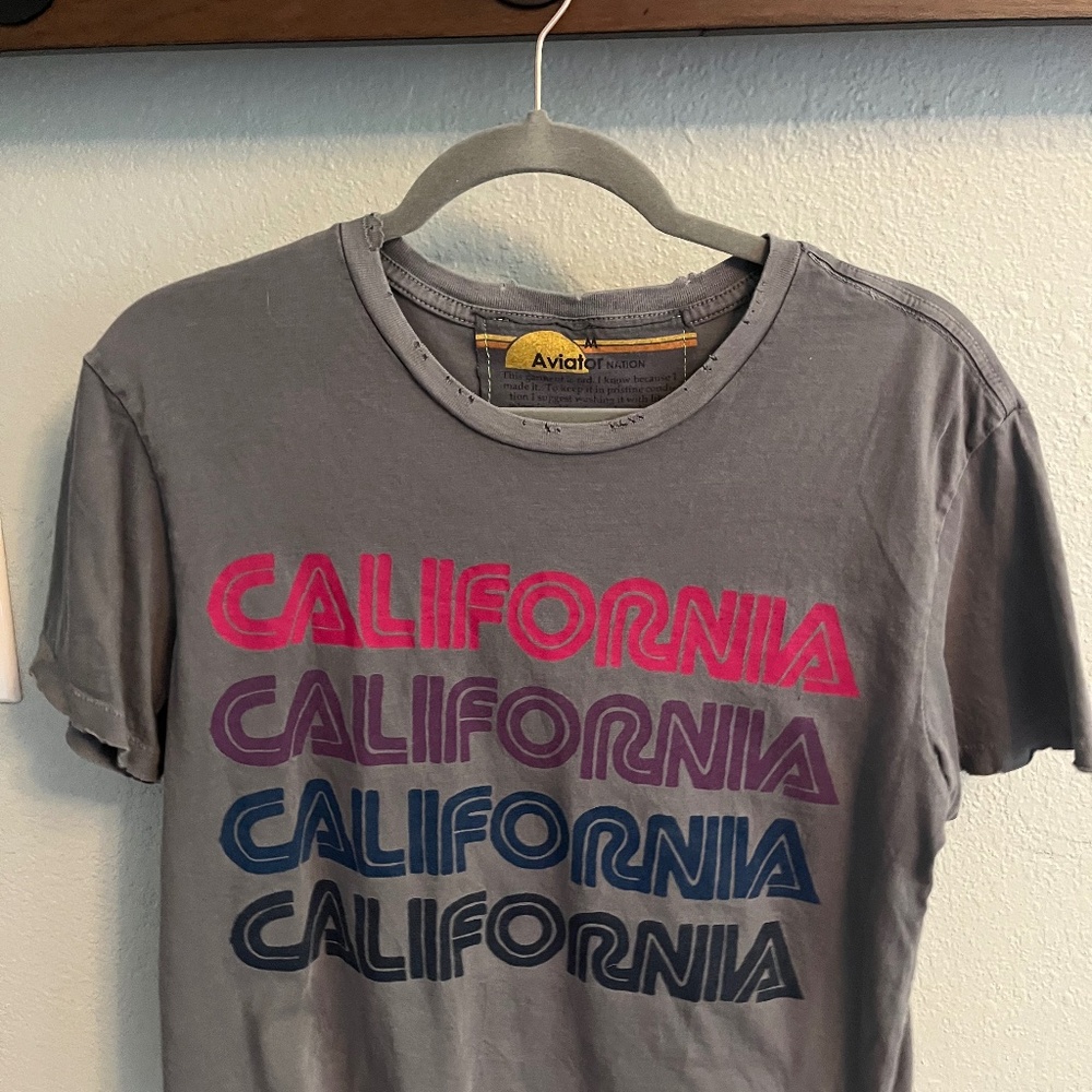 Aviator Nation Distressed California T-shirt - M